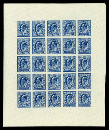 Stamp of Great Britain » King Edward VII » 1902-10 De La Rue Issues 1902 KEVII 1d blue ECKERLIN PLATE PROOF ESSAYS printed