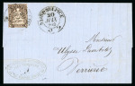 Stamp of Switzerland / Schweiz » Sitzende Helvetia Ungezähnt » 1857-62 Berner Druck, Dickes Papier 1862, 5 Rp. braun, 4. Berner Druckperiode, auf Brief von Saint-Sulpice nach Verrières