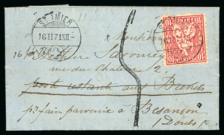 Stamp of Switzerland / Schweiz » Sitzende Helvetia Gezaehnt » Briefmarken 1867-1878 1871, während des Deutsch-Französischen Krieges, 2 seltene Briefe