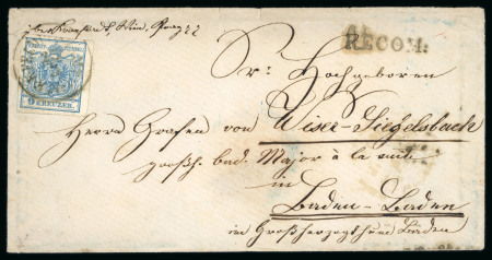 Stamp of Romania » Austrian Levant Post Offices ~1854 Crimean War Bucharest registered cover to Baden, Germany