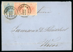 Stamp of Romania » Austrian Levant Post Offices 1856 Crimean War, Krajova FPO cover to Vienna, 9kr+2x3kr franking