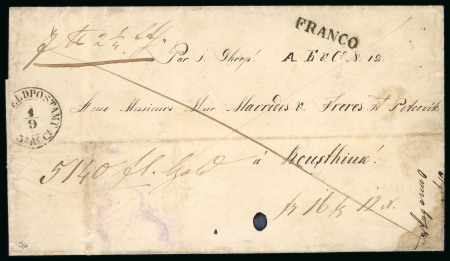 Stamp of Romania » Austrian Levant Post Offices 1856 Crimean War, Austrian occupation in Moldavia (Focsani) FPO cover to Rustchuk