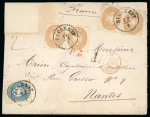 Stamp of Romania » Austrian Levant Post Offices 1865 Austrian Consular Post in Romania (Wallachia, Levant),  Bucharest to Nantes, France cover