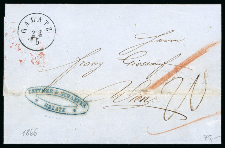 Stamp of Romania » Austrian Levant Post Offices 1862/1866 Group of 3 entire letters sent from Galati to Vienna, bearing different postage due rates