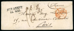 Stamp of Romania » Austrian Levant Post Offices 1853 & 1855 BUKAREST linear marking on covers to Paris & Constantinople