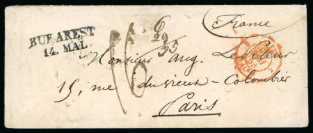 Stamp of Romania » Austrian Levant Post Offices 1853 & 1855 BUKAREST linear marking on covers to Paris & Constantinople