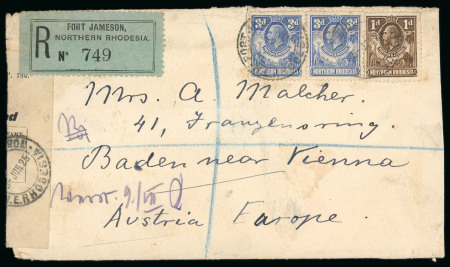 Stamp of Northern Rhodesia Northern Rhodesia 1925 reg Fort Jameson Found Open label cover