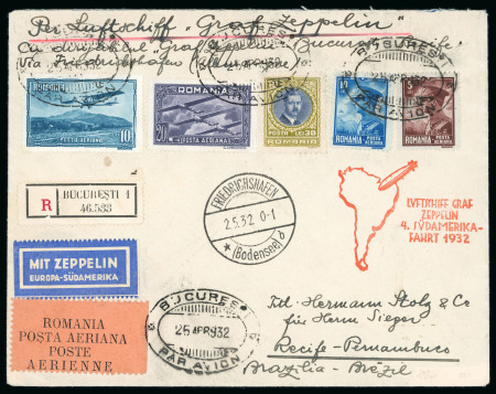 Stamp of Romania » Later Issues Zeppelin 1932 4th South American Flight, Romania to Brazil