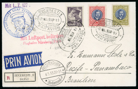 Stamp of Romania » Later Issues Zeppelin 1933 1st South American Flight, Romania to Brazil