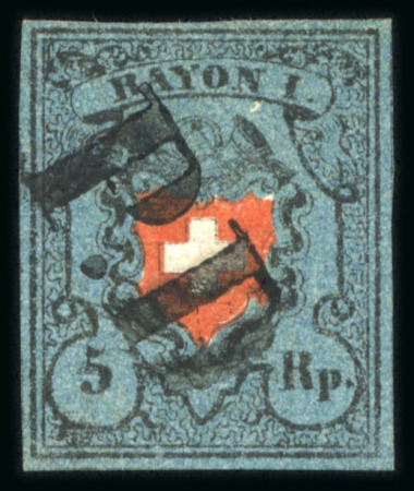 Stamp of Switzerland / Schweiz » Rayonmarken » Rayon I, dunkelblau mit Kreuzeinfassung 1850, Rayon I mit Kreuzeinfassung, Type 12, mit PD von Lausanne