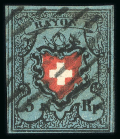 Stamp of Switzerland / Schweiz » Rayonmarken » Rayon I, dunkelblau ohne Kreuzeinfassung 1850, Rayon I dunkelblau ohne Kreuzeinfassung, Type 40, Aargauer Raute