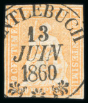 Stamp of Switzerland / Schweiz » Sitzende Helvetia Ungezähnt » 1857-62 Berner Druck, Dickes Papier 1860, 20 Rp. orange, 4. Berner Druckperiode, Stempel Entlebuch
