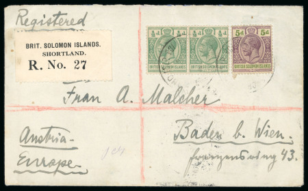 Stamp of British Solomon Islands British Solomon Islands 1929-30 five registered covers to Austria