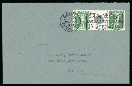 Stamp of Switzerland / Schweiz »  Zwischenstege mit Lochung 1913, Zwischensteg mit Tellknabe 5 Rp. grün Type II auf Brief