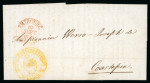 Stamp of Switzerland / Schweiz » Vorphilatelie Schweiz 1844, Drucksache von Fribourg nach Courtepin  mit gelbem Stempel « FRIBOURG 10 SEPT 1844 SUISSE >>