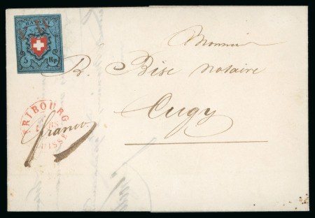 Stamp of Switzerland / Schweiz » Rayonmarken » Rayon I, dunkelblau ohne Kreuzeinfassung 1851, Rayon I dunkelblau ohne Kreuzeinfassung, Type 31, auf Brief