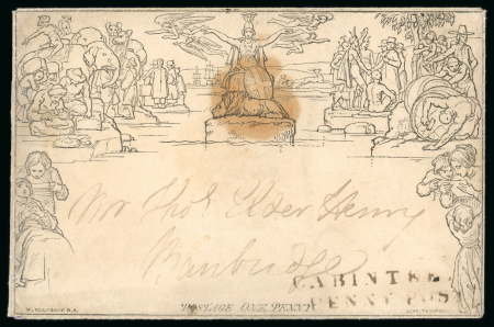 Stamp of Ireland » Postal History (Arranged alphabetically by County) Dublin County - Cabinteely: 1840 Mulready 1d envelope,