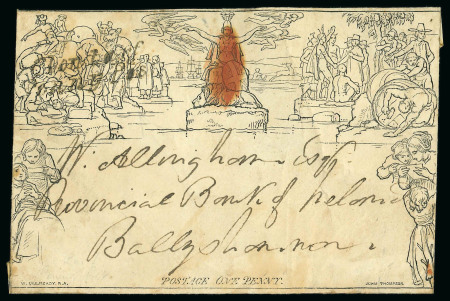 Stamp of Ireland » Postal History (Arranged alphabetically by County) Dublin County - Clontarf: 1840 Mulready 1d envelope,