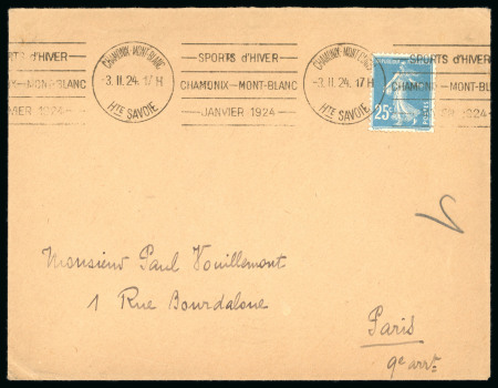 Stamp of Thematics » Sport and Games » Skiing France Winter Olympics 1924 Chamonix cover slogan cancel