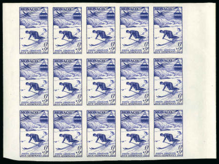 Stamp of Olympics » 1948 St. Moritz Monaco 1948 four values imperf marginal blocks of 15 mnh