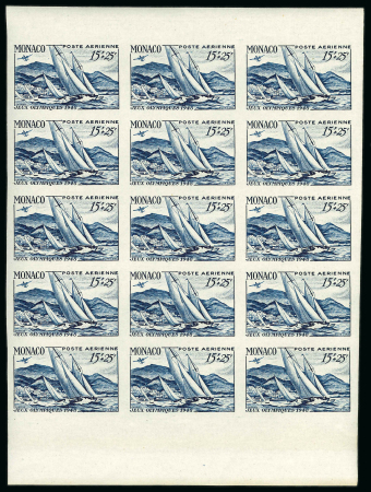 Stamp of Olympics » 1948 London Monaco 1948 Olympics 15+25f Sailing in marginal imperf block of 15