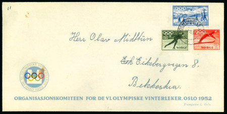 Stamp of Olympics » 1952 Oslo Norway 1952 set on illustrated fdc