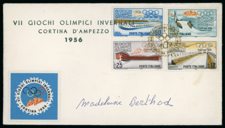 Stamp of Thematics » Sport and Games » Skiing Cortina 1956 Madeleine Berthod, Downhill Gold Medalist signed cover