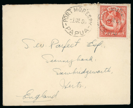 Stamp of Papua 1931-1936, three envelopes Port Moresby to Samarai