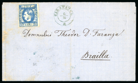 Stamp of Romania » 1868-70 Prince Carol I - New Currency 1871 Pair of covers franked with 10 bani in blue and indigo
