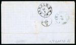 Stamp of Romania » 1868-70 Prince Carol I - New Currency 1871 Pair of covers franked with 10 bani in blue and indigo