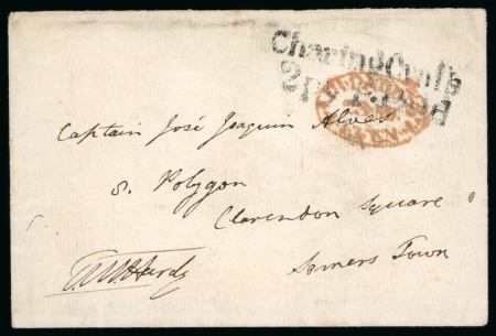 Stamp of Great Britain » Postal History 1847-49 stampless envelope to London, signed Hardy