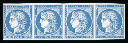 Stamp of Greece » Large Hermes Heads » 1861 Barre proofs Strip of four of the blue "Cérès 1858".