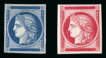 Stamp of Greece » Large Hermes Heads » 1861 Barre proofs Two "Ceres without inscription" of 1861 on blue & red colours.