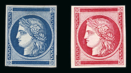 Stamp of Greece » Large Hermes Heads » 1861 Barre proofs Two "Ceres without inscription" of 1861 on blue & red colours.