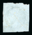 Stamp of Greece » Large Hermes Heads » 1861 Barre proofs 1 lepton plate-proof on blue paper with double impression (not referenced by Constantinidès). Probably unique.