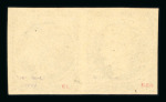 Stamp of Greece » Large Hermes Heads » 1861 Barre proofs Pair of the 2 lepta plate-proof on thin paper - Barre proofs  (Constantinidès n° 2 ES. IV).