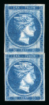 Stamp of Greece » Large Hermes Heads » 1861 Barre proofs Vertical pair of the 20 lepta plate-proof printed recto-verso (Constantinidès n° 5 ES. II.7).
