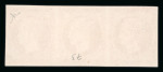 Stamp of Greece » Large Hermes Heads » 1861 Barre proofs Strip of three of the 80  lepta plate-proof - Barre proofs (Constantinides n° 7 ESII).