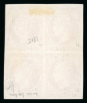 Stamp of Greece » Large Hermes Heads » 1861 Barre proofs Block of four of the 80  lepta plate-proof - Barre proofs (Constantinides n° 7 ESII). Positions: 27/28-37/38.