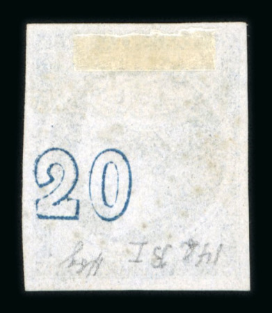 Stamp of Greece » Large Hermes Heads » 1861-62 First Athens Coarse Printing 20 lepta First Athens printings (1861/1862) - Franked "2" of Pireas (Type I) - Very deep blue - Large margins.Control Numbers error of the displaced CN's (Condouros n° 12.4). Very rare CN error.