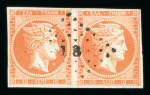 Stamp of Greece » Large Hermes Heads » 1868-69 Cleaned plates 1868-1869 Cleaned Plates 10 lepta pair used with dotted cancel "18" of Tripolis (Type I) showing control numbers error: both digits inverted
