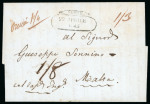 Stamp of Greece » Early Prephilatelic Period Pre-philatelic letter from Corfou (Apr. 22th, 1845) to Malta.