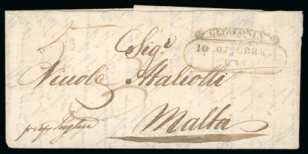 Stamp of Greece » Early Prephilatelic Period Pre-philatelic letter from Cefalonia (Oct. 10th, 1845) to Malta.
