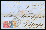 Stamp of Greece » Large Hermes Heads » Covers, frankings and destinations Unpaid letter from Vienna (Jan. 9th/21st, 1864) to Patras (Jan. 18th/30th, 1864), via Athens (Jan. 16th/28th, 1863).Taxed at 110 lepta.