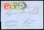 Stamp of Greece » Large Hermes Heads » Covers, frankings and destinations Unpaid letter sent from Venice (Apr. 2nd/14th, 1865) to Corfou (Apr. 5th/17th, 1865), via Trieste (Apr. 3rd/15th, 1865).Taxed at the arrival at 95 lepta.