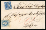 Stamp of Greece » Large Hermes Heads » Covers, frankings and destinations Letter from Chios/Scio-Cesme (Apr. 8th/20th, 1872) to Syros (Apr. 9th/21st, 1872) franked with blue François-Joseph 10 soldi.