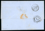 Stamp of Greece » Large Hermes Heads » Covers, frankings and destinations Letter from Meteline (Oct. 27th/Nov.8th, 1866) to Syros (Oct. 30th/Nov. 12th, 1866), via Smyrna (Oct. 28th/Nov.9th, 1866), franked with blue double-eagle 10 soldi.