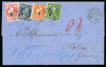 Stamp of Greece » Large Hermes Heads » Covers, frankings and destinations Unpaid letter from Manchester (Oct. 8th/20th, 1874) to Patras (Oct. 13th/25th, 1874), via Corfou (Oct. 12th/24th, 1874).Taxed at the arrival at 115 lepta
