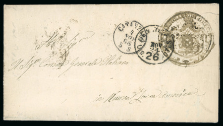Stamp of Greece » Early Prephilatelic Period Stampless letter from the Consulate of Greece of Catanzaro, Calabria (Nov. 4th, 1868) to the General Consul of Italia in New York (Nov. 24th, 1868) , via Napoli, Torino & Milano