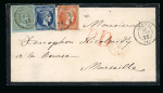 Stamp of Greece » Large Hermes Heads » Covers, frankings and destinations Paid letter from Athens (June 26th/July 8th, 1875) to Marseille franked at 70 lepta corresponding to the transportation by the boats of the"Compagnie des Paquebots de la Méditerranée"